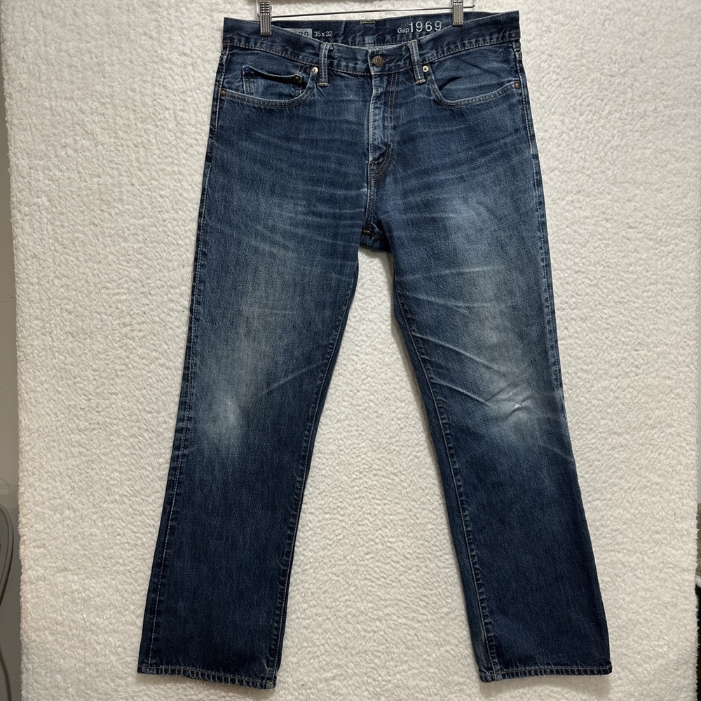 Gap 1969 Men's Standard Fit‎ Jeans Blue Wash Denim Actual Size 36X31